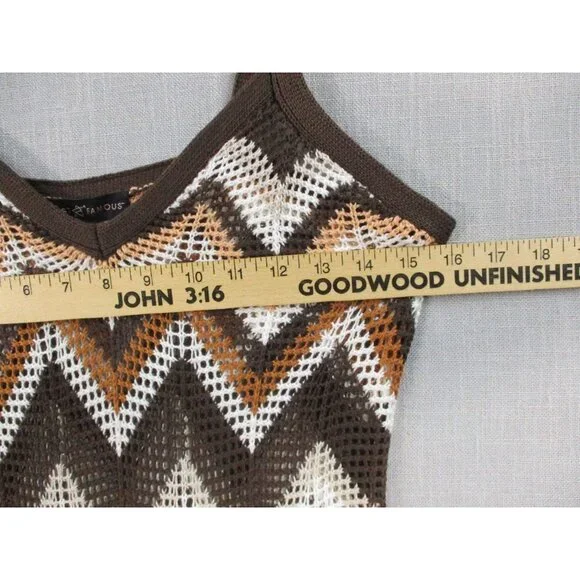 Crochet Chevron Fringe Dress Size M By Almost Famous - Picture 5 of 9